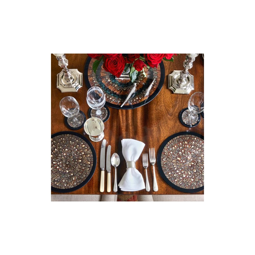 Cock Pheasant Feather & Glass Placemats