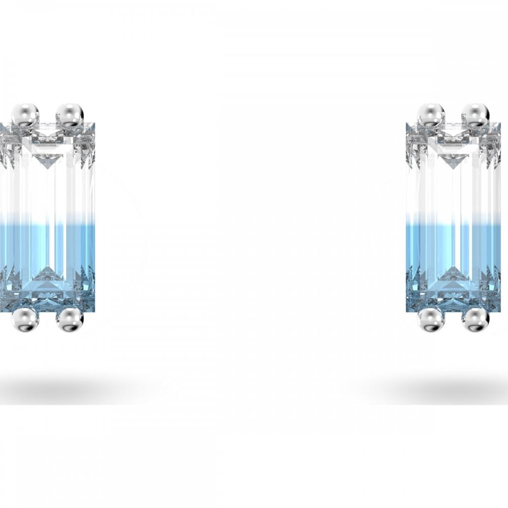 Stilla stud earrings, Blue, Rhodium plated