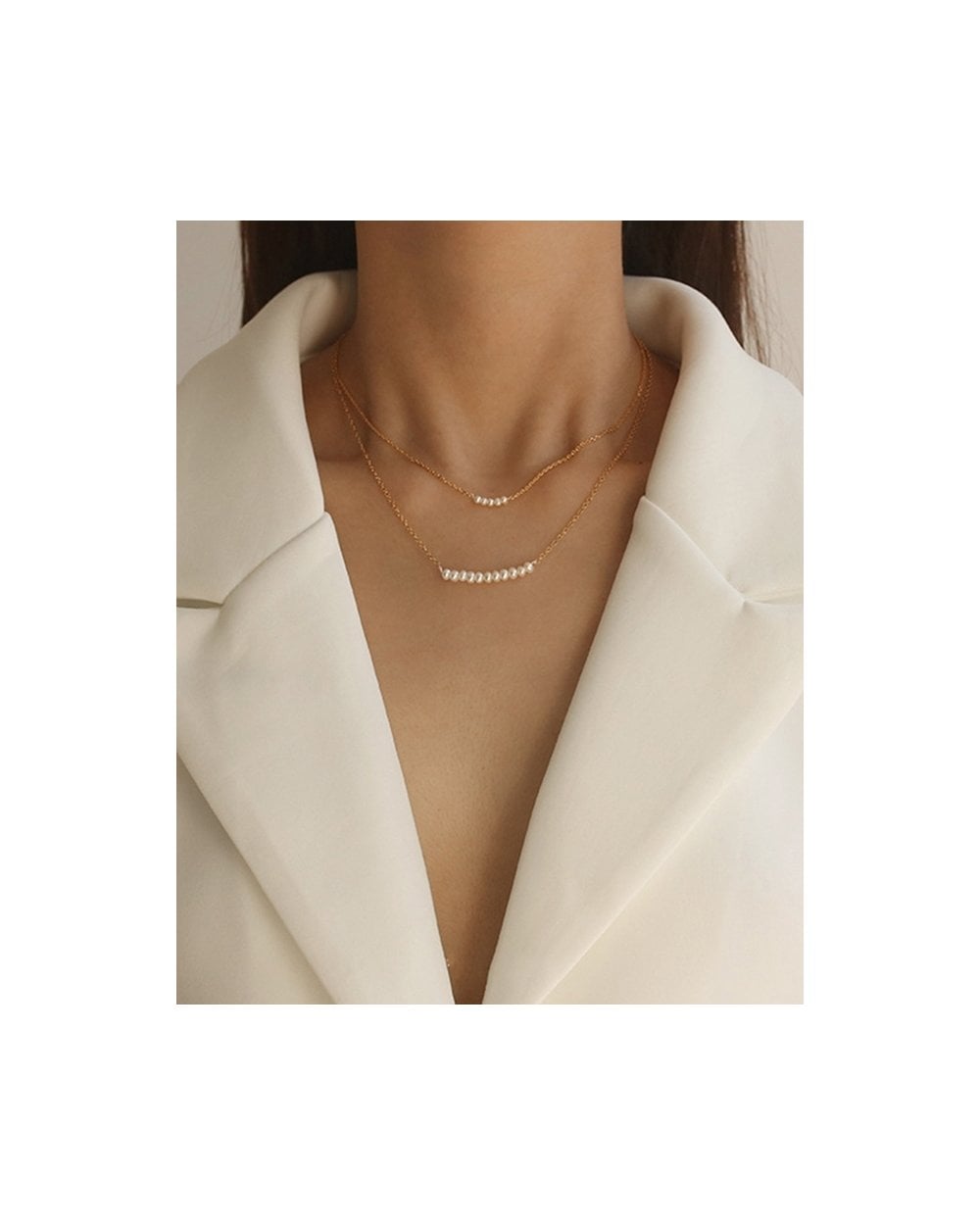 Freshwater Multi Pearl String Fine Chain Necklace in 18K Gold Plate