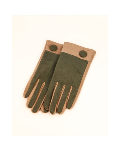Darcy Faux Suede Gloves in Olive
