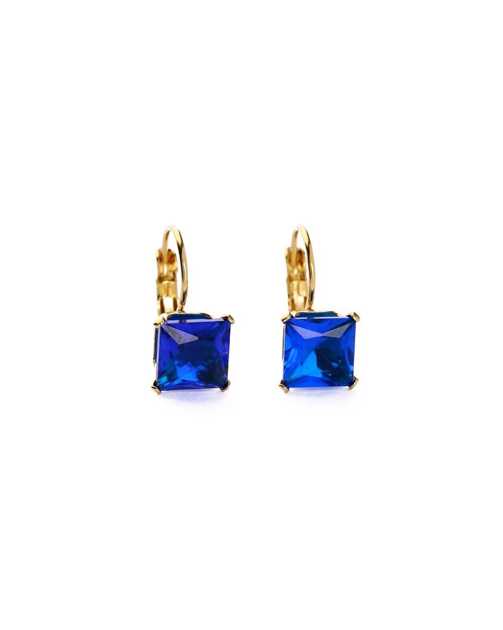 Princess Cut 4 Claw Earrings Royal Blue