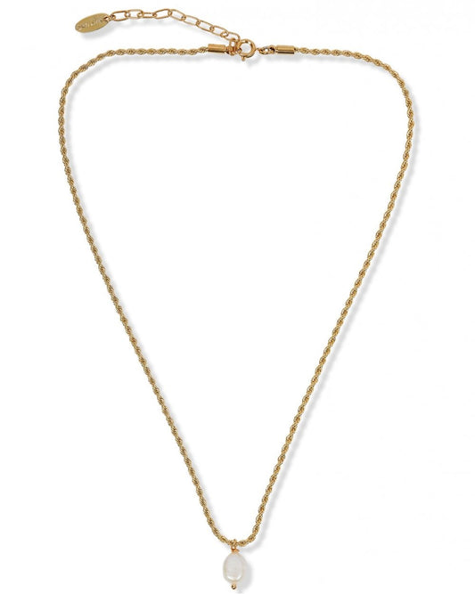 Freshwater Pearl Twisted Chain Necklace Gold