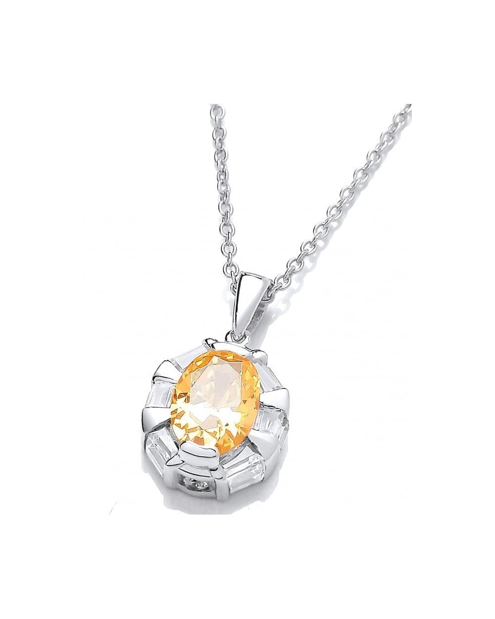 Silver & Citrine Cubic Zirconia Regal Necklace