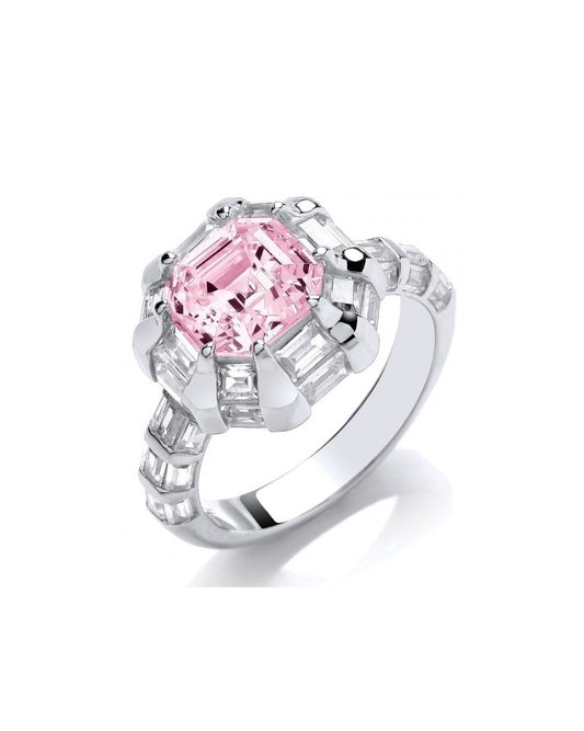Pink Diamond Cubic Zirconia Deco Ring