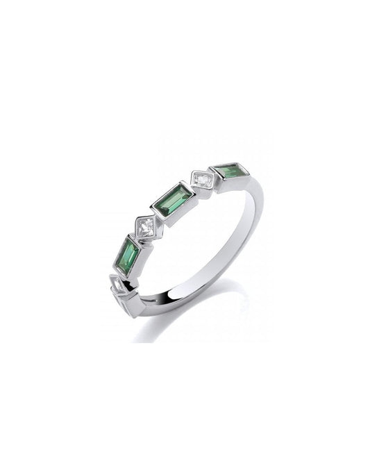 Emerald & Princess Cut Green Cubic Zirconia Band Ring