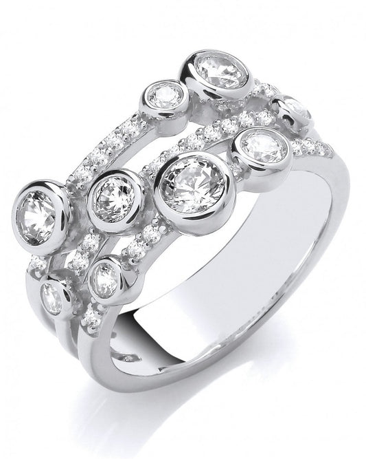 Silver & Cubic Zirconia Bubbled Ring