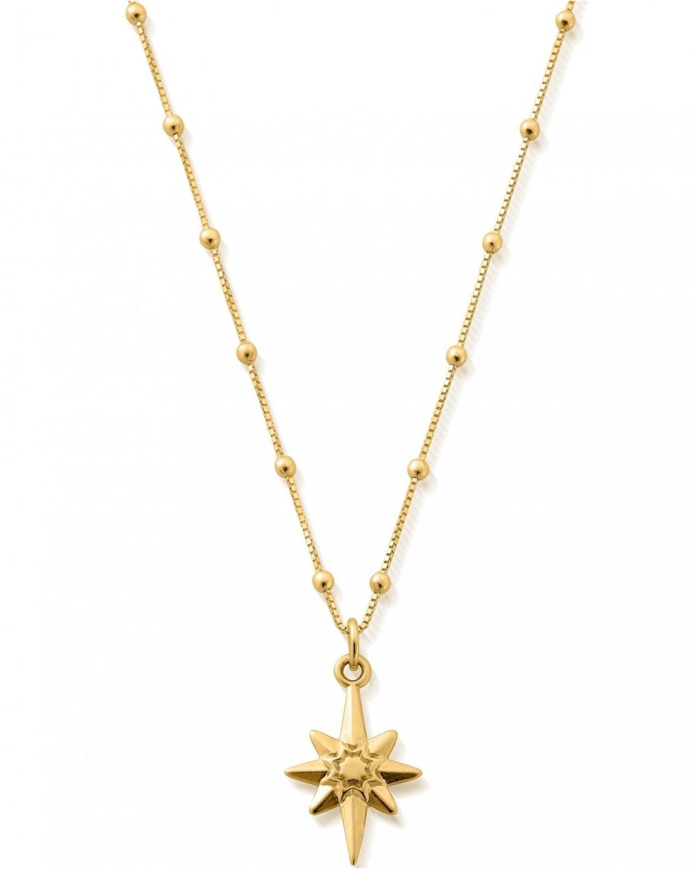 Gold Bobble Chain Lucky Star Necklace