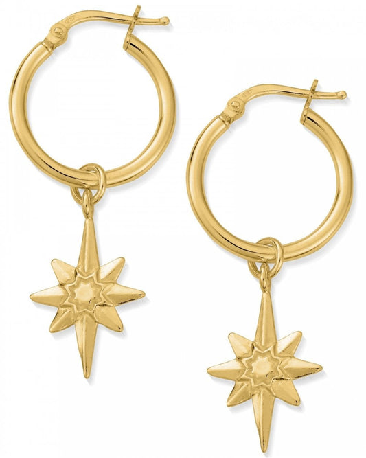 Gold Lucky Star Hoop Earrings