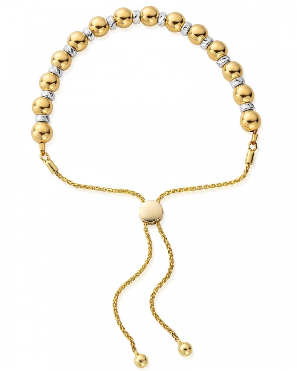Mixed Metal Sparkle Ball Adjustable Bracelet