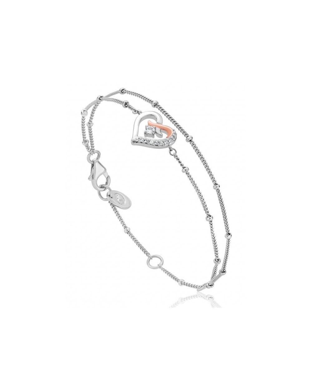 Forever Yours Sterling Silver Kiss Double-Chain Bracelet with Topaz