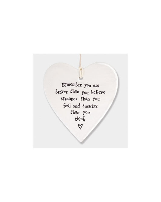 Porcelain Round Heart - Remember You Are Braver