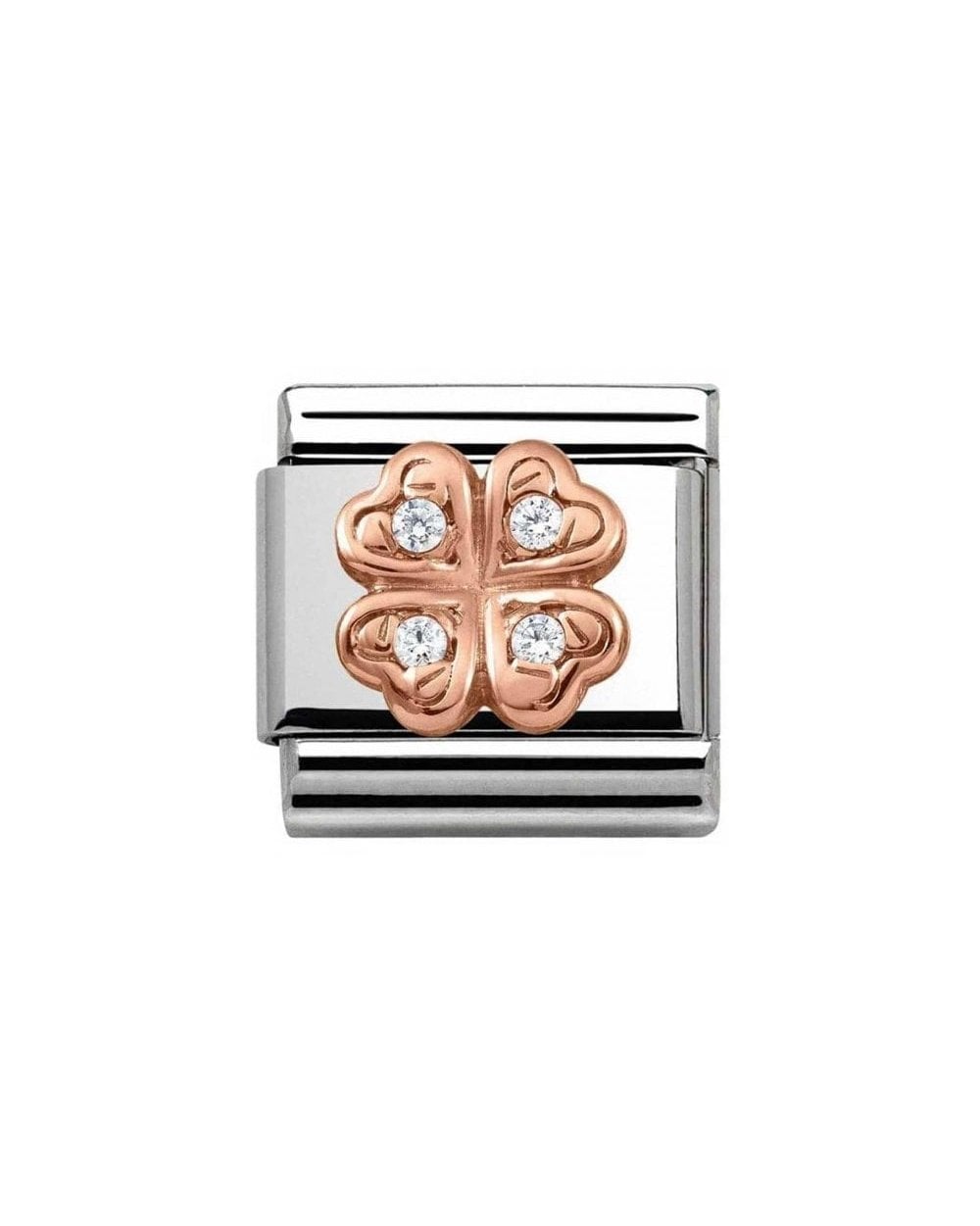 Classic Rose Gold Symbols Four Leaf Clover Charm