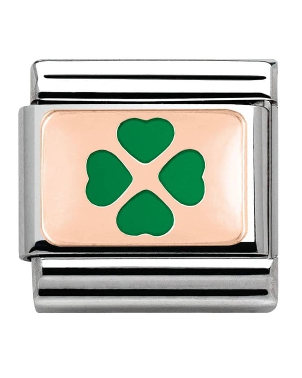 Classic Rose Gold Green Four Leaf Clover Charm