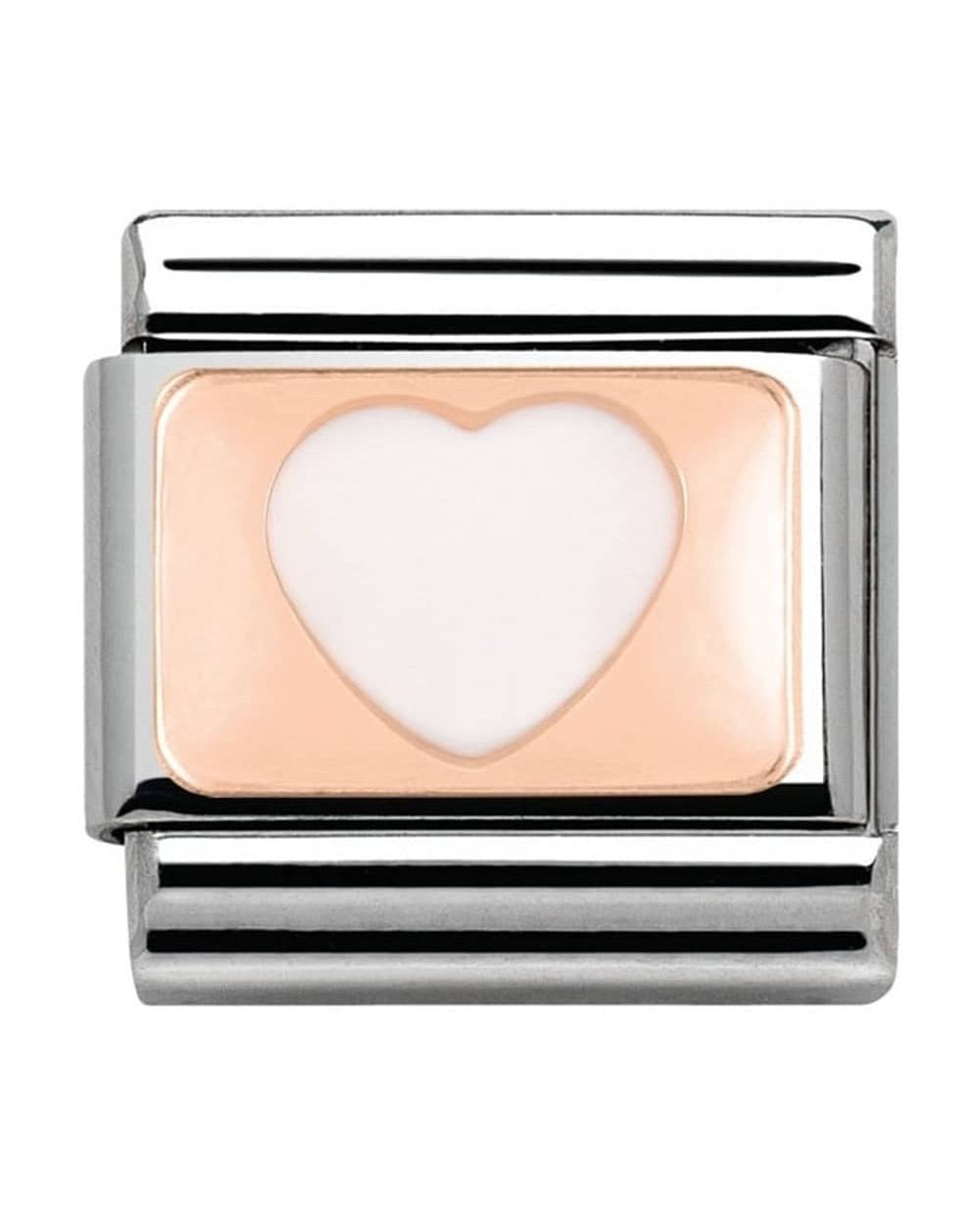 Classic Rose Gold White Enamel Heart Charm