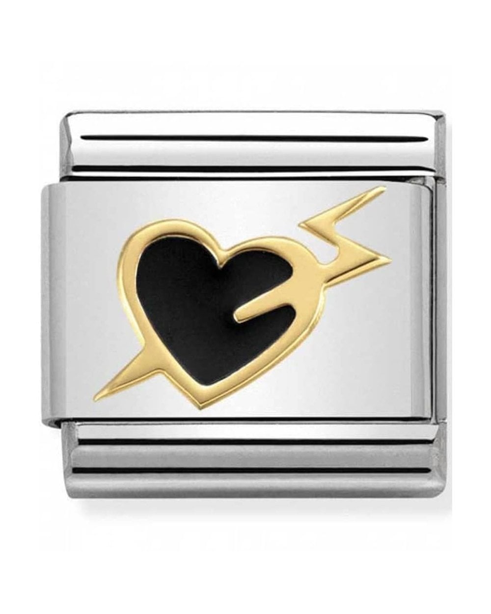 Classic Gold Heart with Lightning Bolt Charm