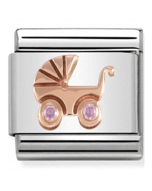 Classic Rose Gold Symbols Pink Baby Carrier Charm
