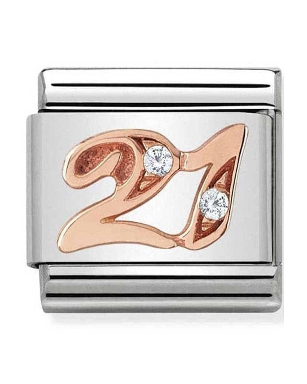 Classic Rose Gold Number 21 Charm