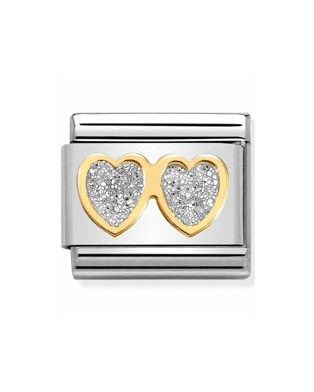 Classic Glitter Symbols Double Heart Charm