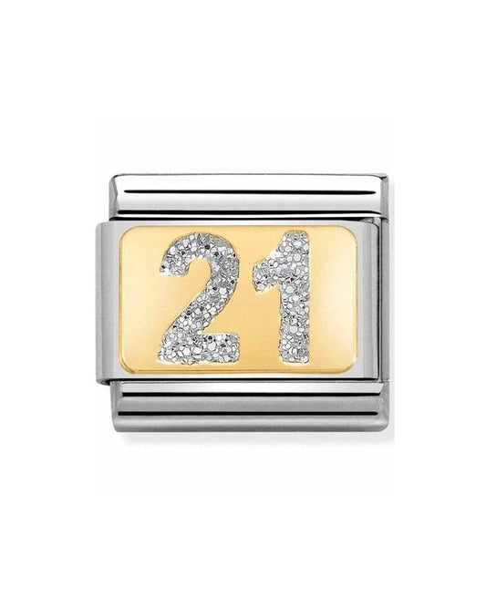 Classic Gold Glitter Number 21  Charm