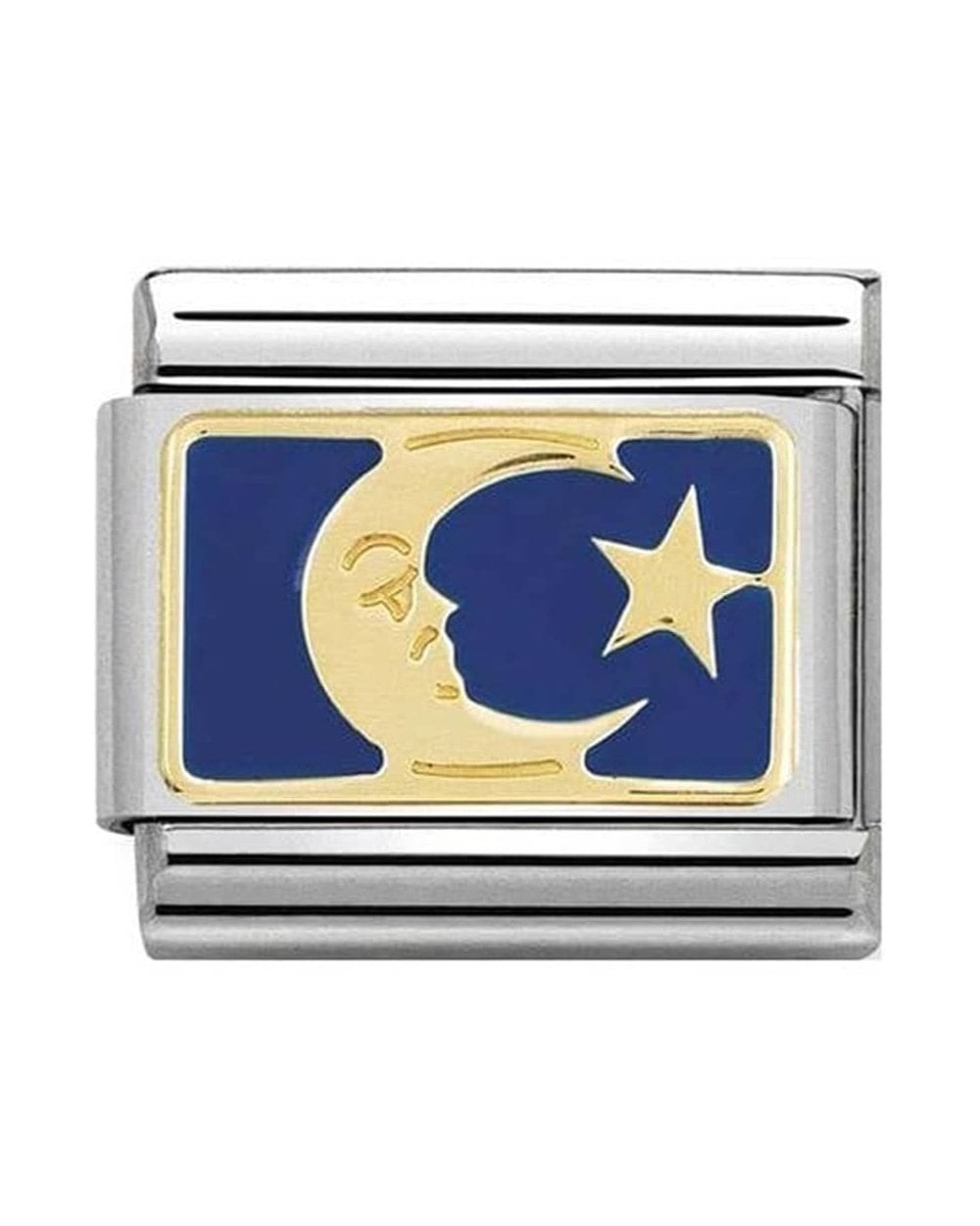 Classic Gold Cosmo Blue Enamel Moon and Star Charm