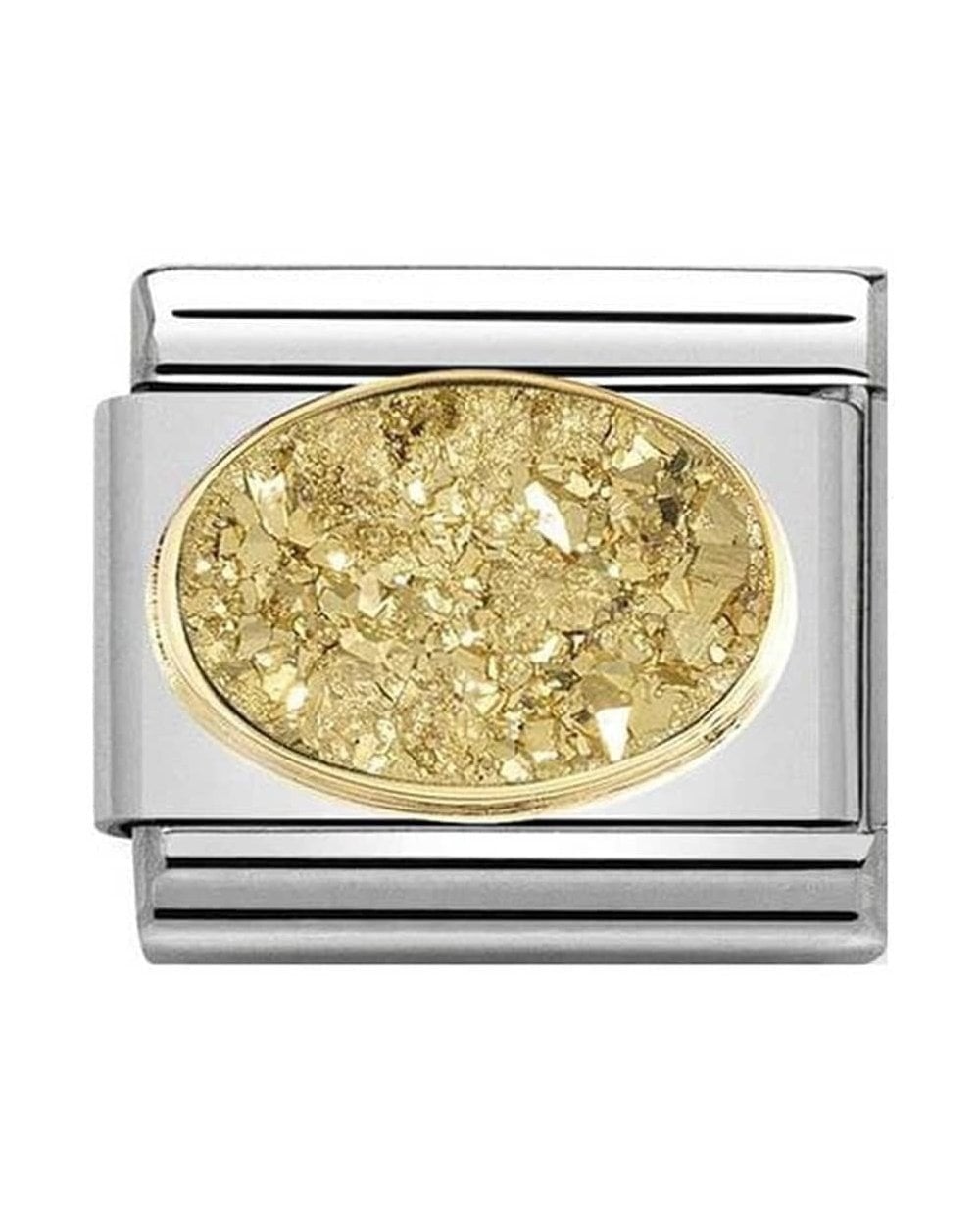 Classic Gold Cosmo Oval Agate Drusie Gold Dust Charm