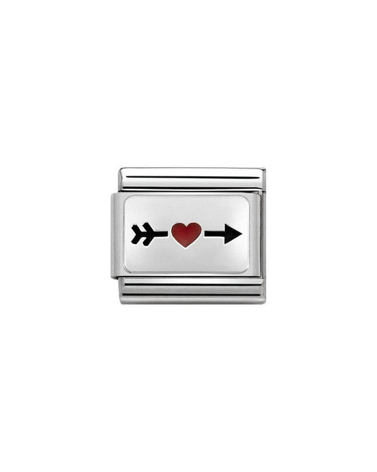 Classic Silvershine Arrow with Red Enamel Heart Charm
