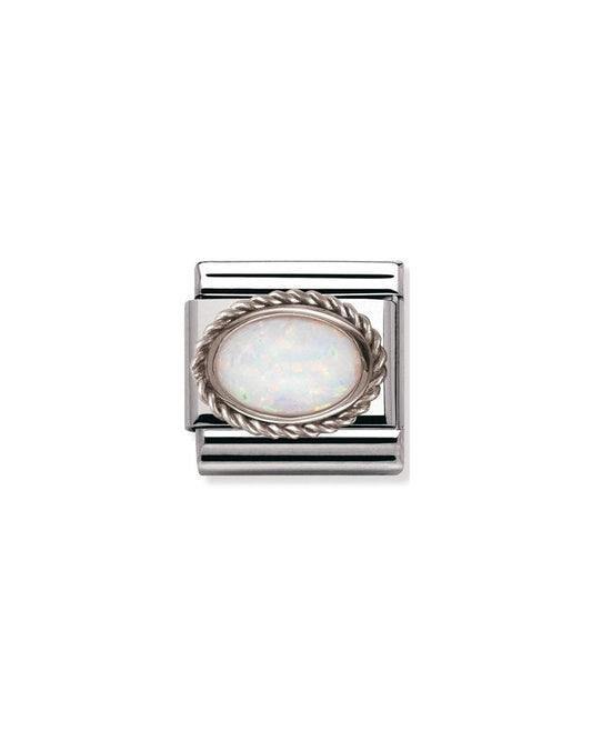 Classic Silvershine Ornate Settings White Opal Charm