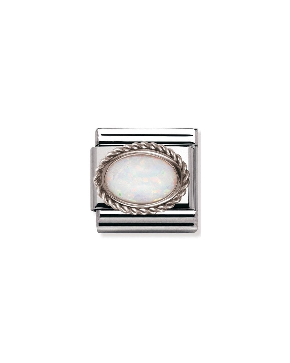 Classic Silvershine Ornate Settings White Opal Charm