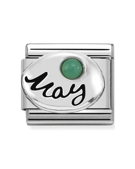 Classic Silvershine Symbols May Emerald Birthstone Charm