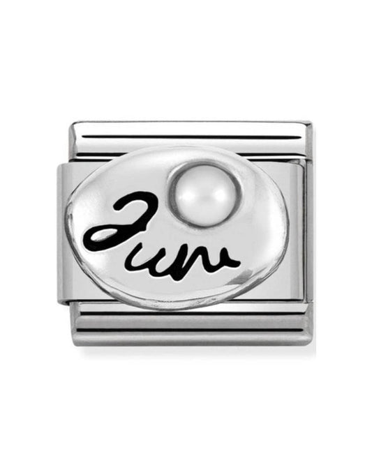 Classic Silvershine Symbols June Pearl Birthstone Charm