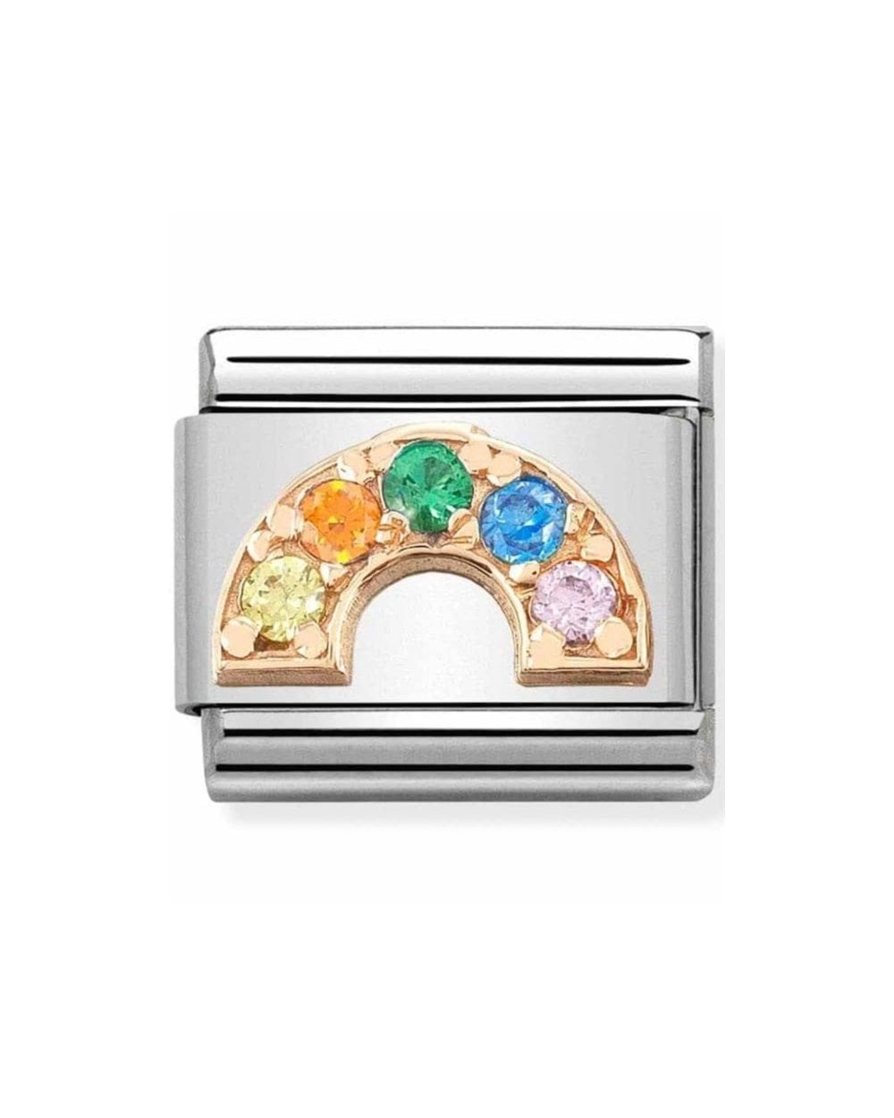 Classic Rose Gold Zirconia Rainbow Charm