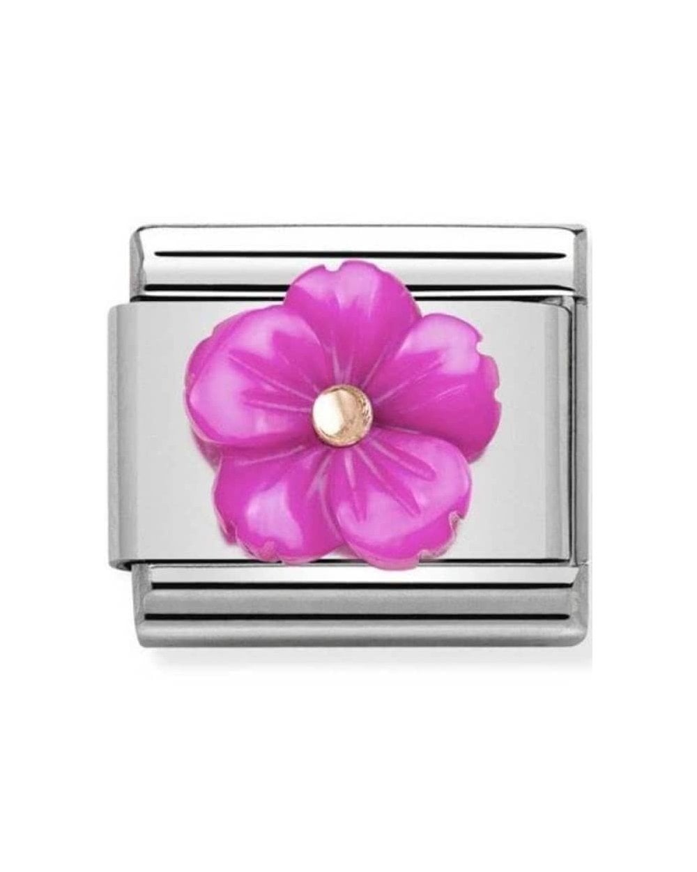 Classic Rose Gold Symbols Fuchsia Mother of Pearl Flower Charm