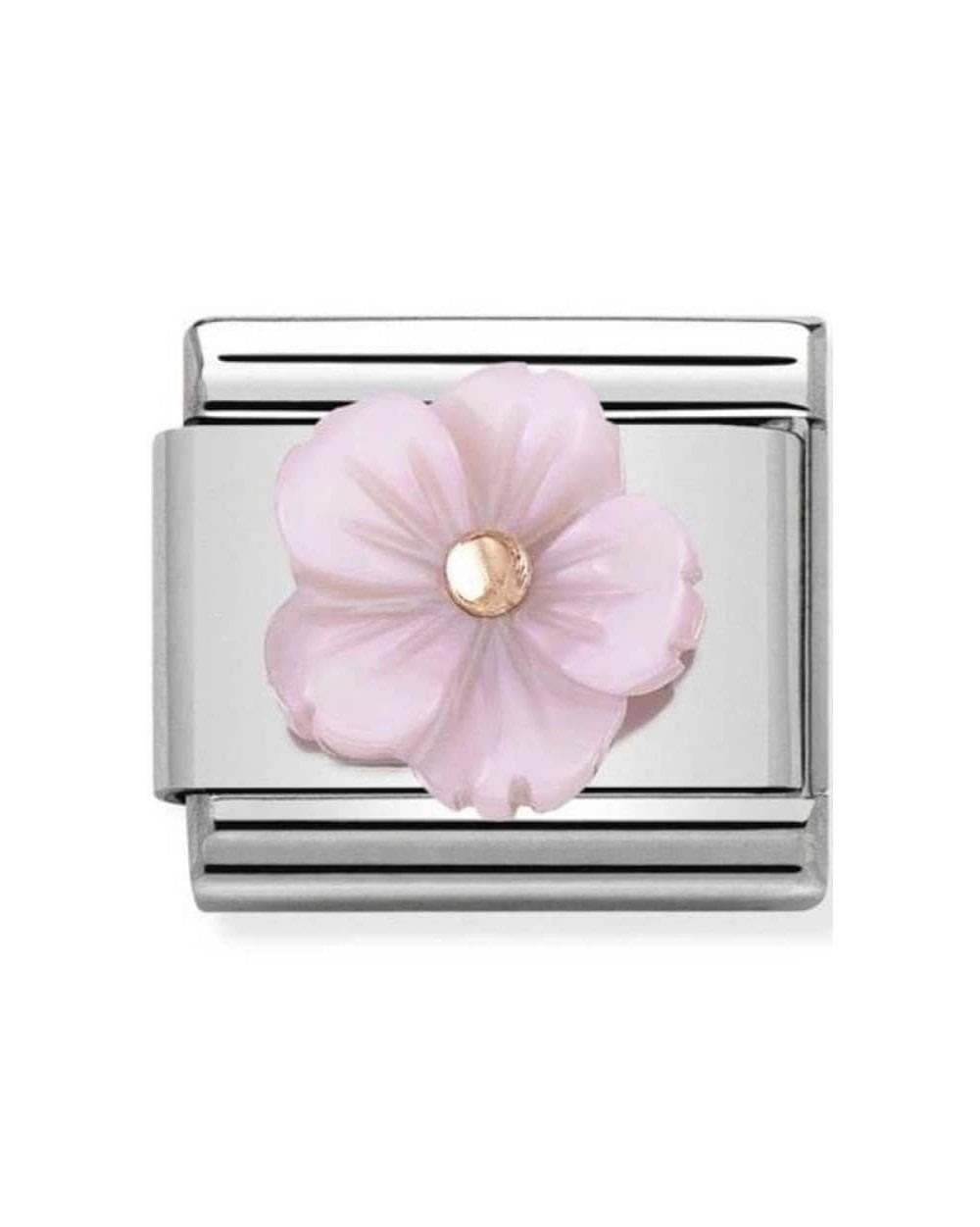 Classic Rose Gold Symbols Violet Mother of Pearl Flower Charm