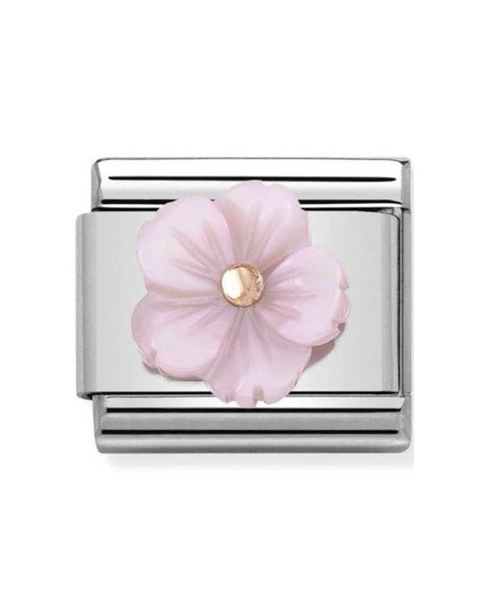 Classic Rose Gold Symbols Violet Mother of Pearl Flower Charm