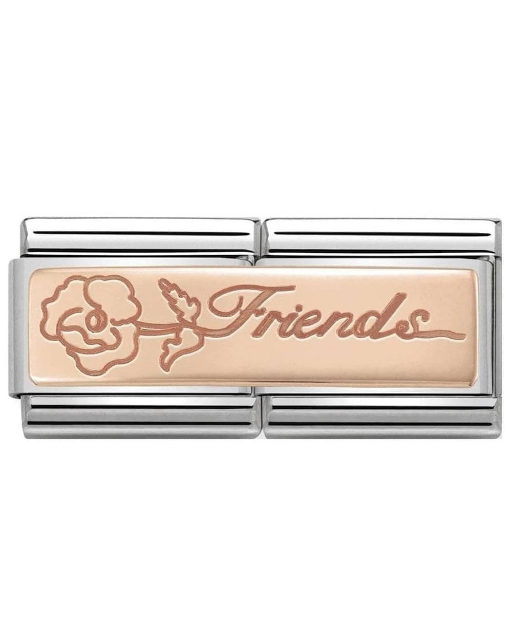 Classic Rose Gold Double Friends With Flower Charm