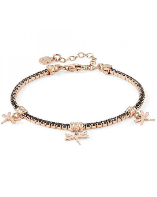Chic&Charm Bracelet In 925 Silver And Cubic Zirconia Rose Gold Dragonfly