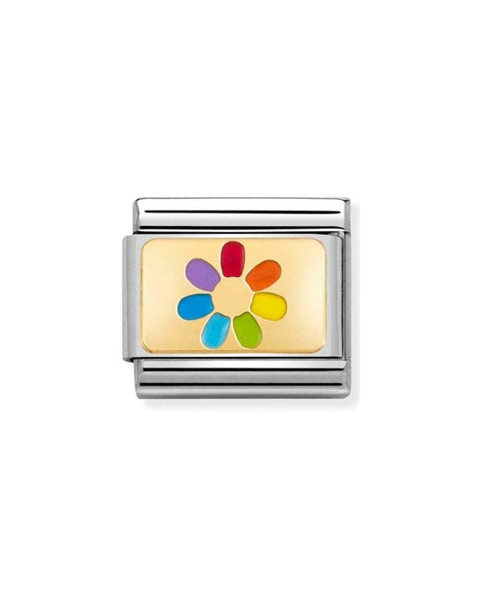 Composable Classic Plates Steel  Enamel And 18K Gold Rainbow Flower