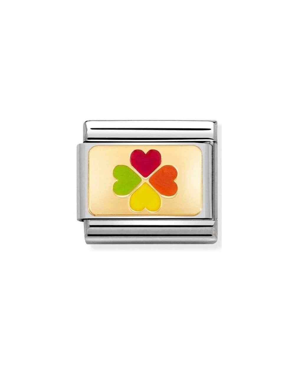 Composable Classic Plates Steel Enamel And 18K Gold Rainbow Four-Leaf Clover
