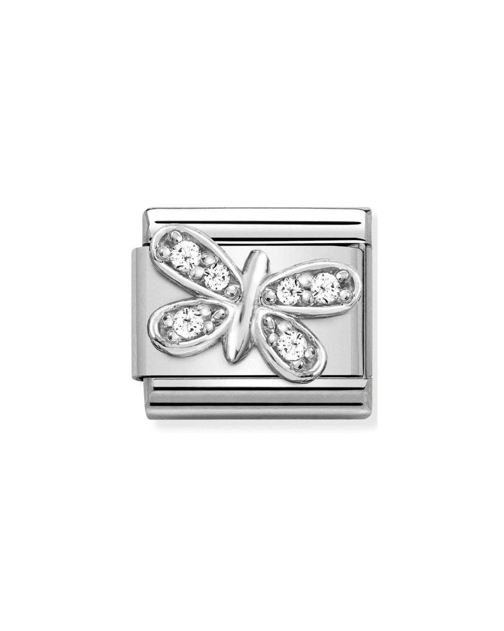 Composable Cl Symbols Steel Cubic Zirconia And Silver 925 White Butterfly