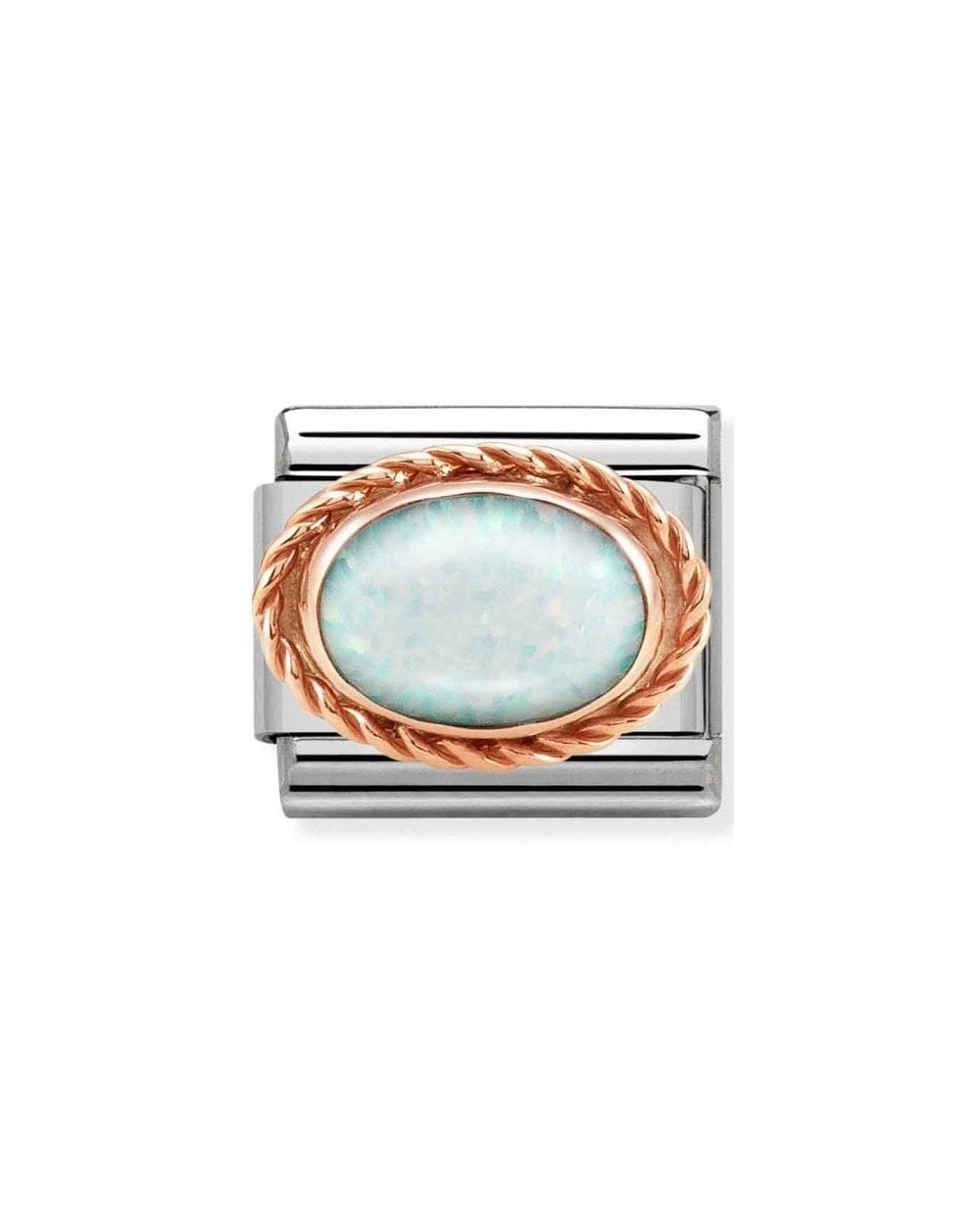 Composable Classic Rich Setting Stone In Steel And 375 Gold White Opal