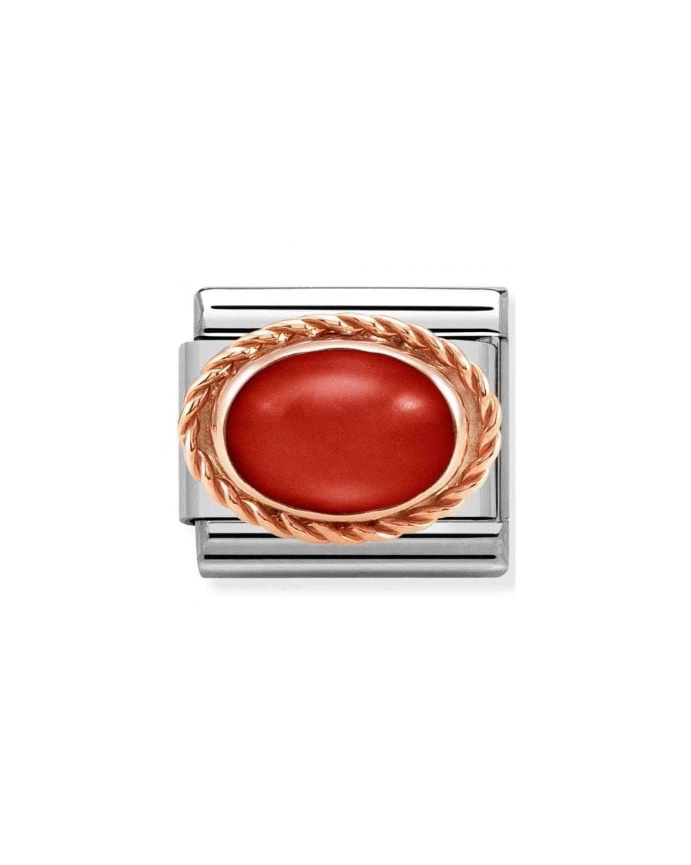 Composable Classic Rich Setting Stone In Steel And 375 Gold Red Coral