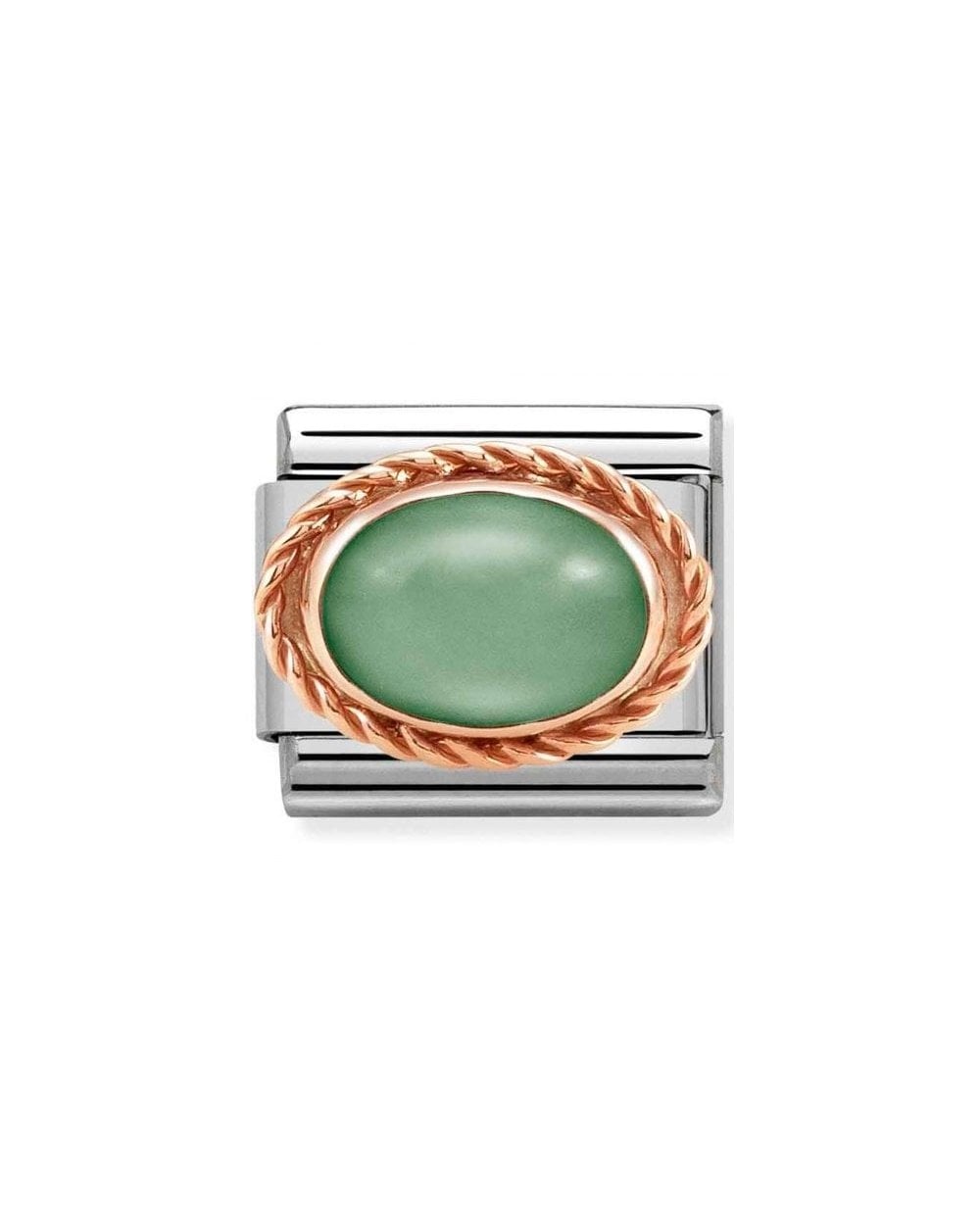 Composable Classic Rich Setting Stone In Steel And 375 Gold Green Aventurine