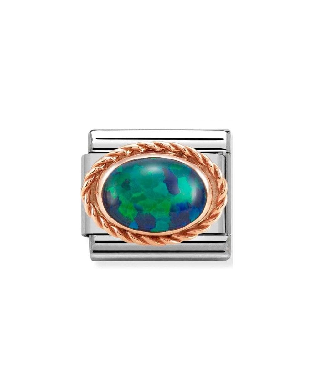 Composable Classic Rich Setting Stone In Steel And 375 Gold Green Opal