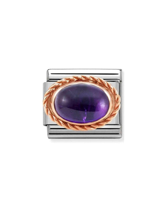 Composable Classic Rich Setting Stone In Steel And  375 Gold Amethyst