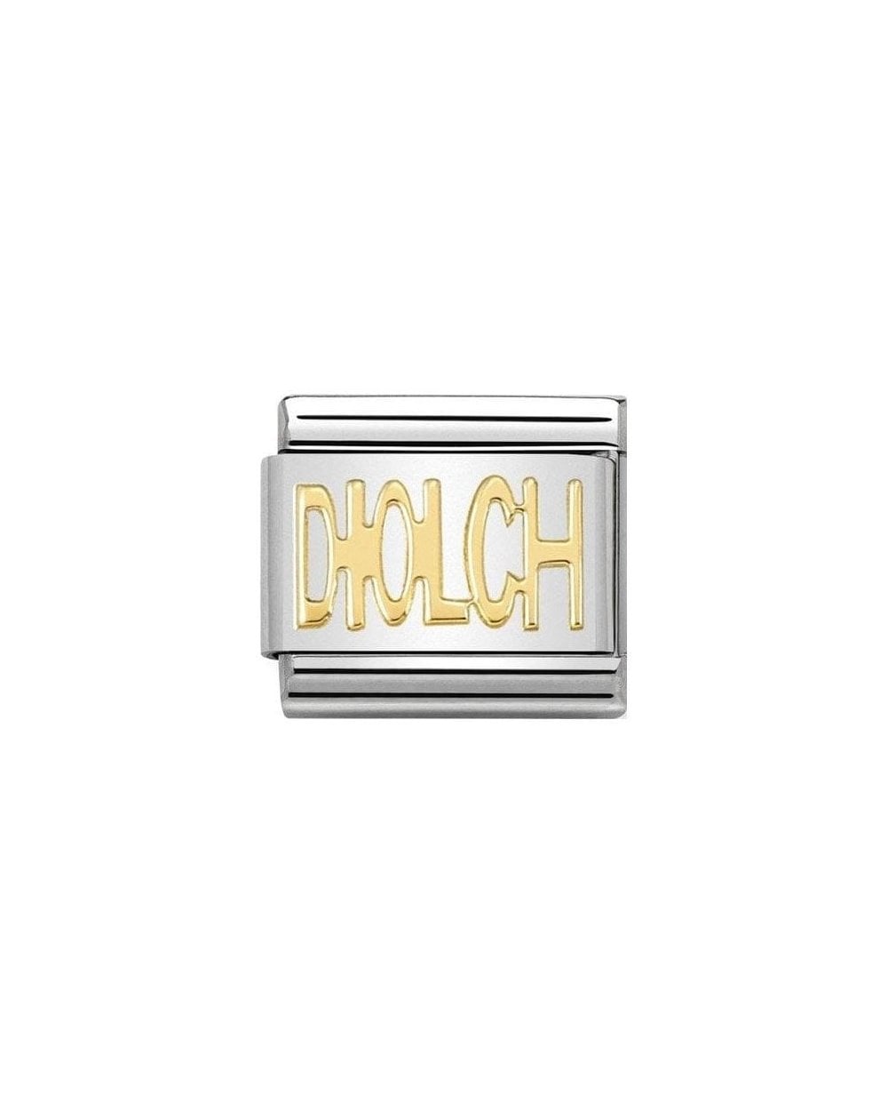Composable Classic Writings In Stainless Steel With 18K Gold Diolch