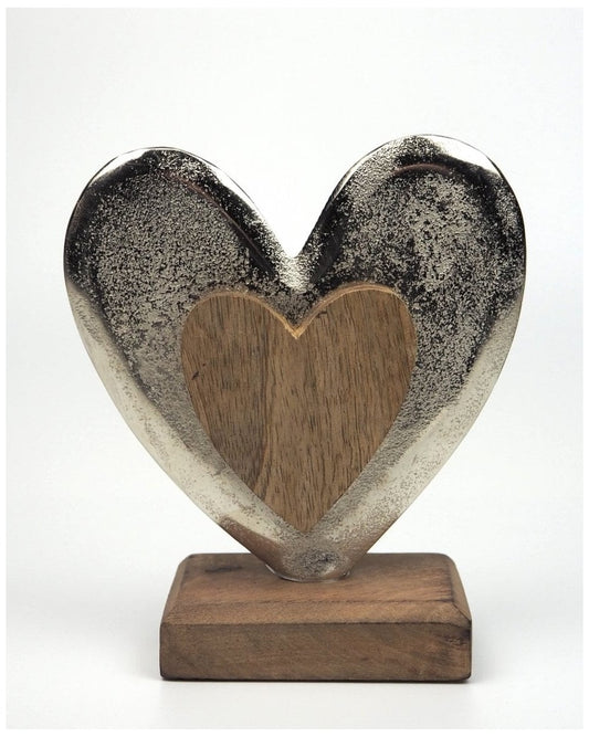 Small Wood & Metal Heart Ornament
