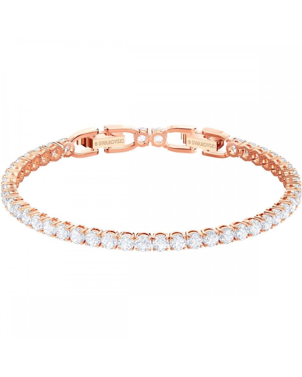 Tennis Bracelet, White, Rose Gold Plating