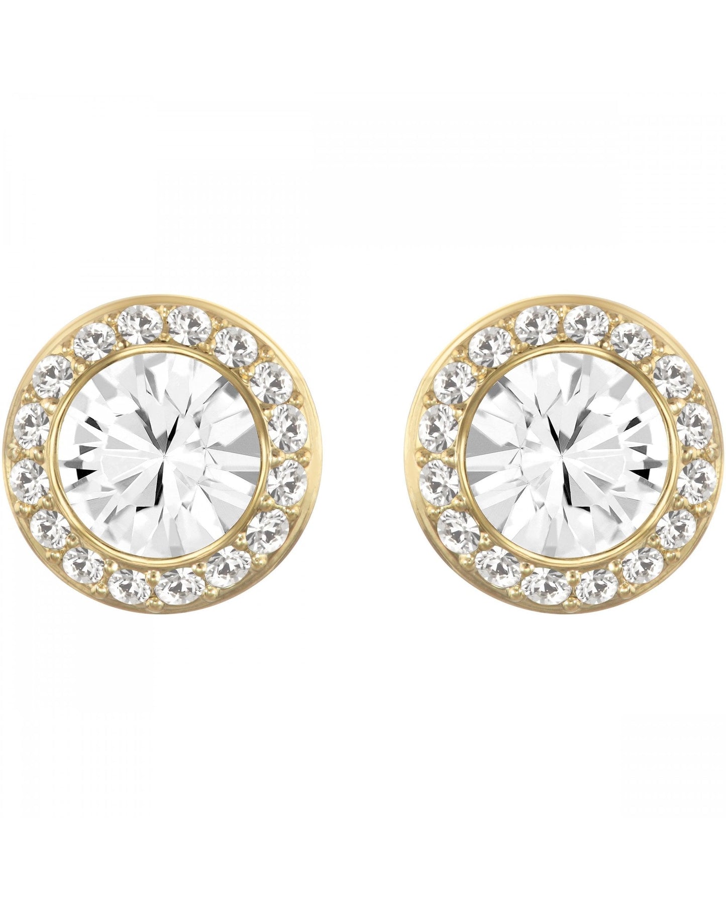 Angelic Stud Pierced Earrings- White and Gold Tone