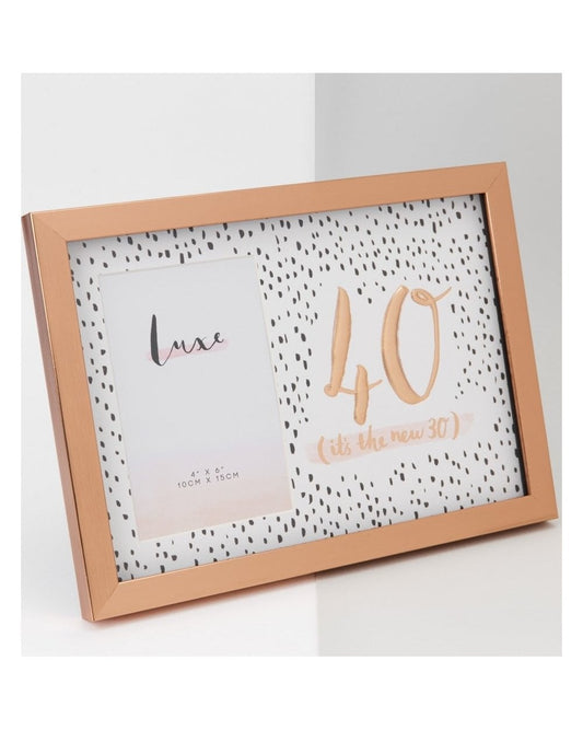 4" x 6" Luxe Rose Gold 40th Birthday Frame
