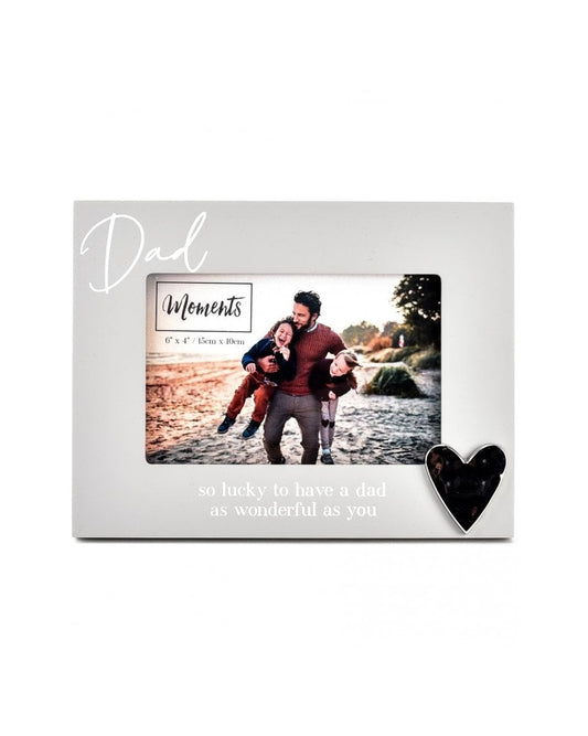 6" x 4" Moments Wooden Photo Frame with Heart - Dad